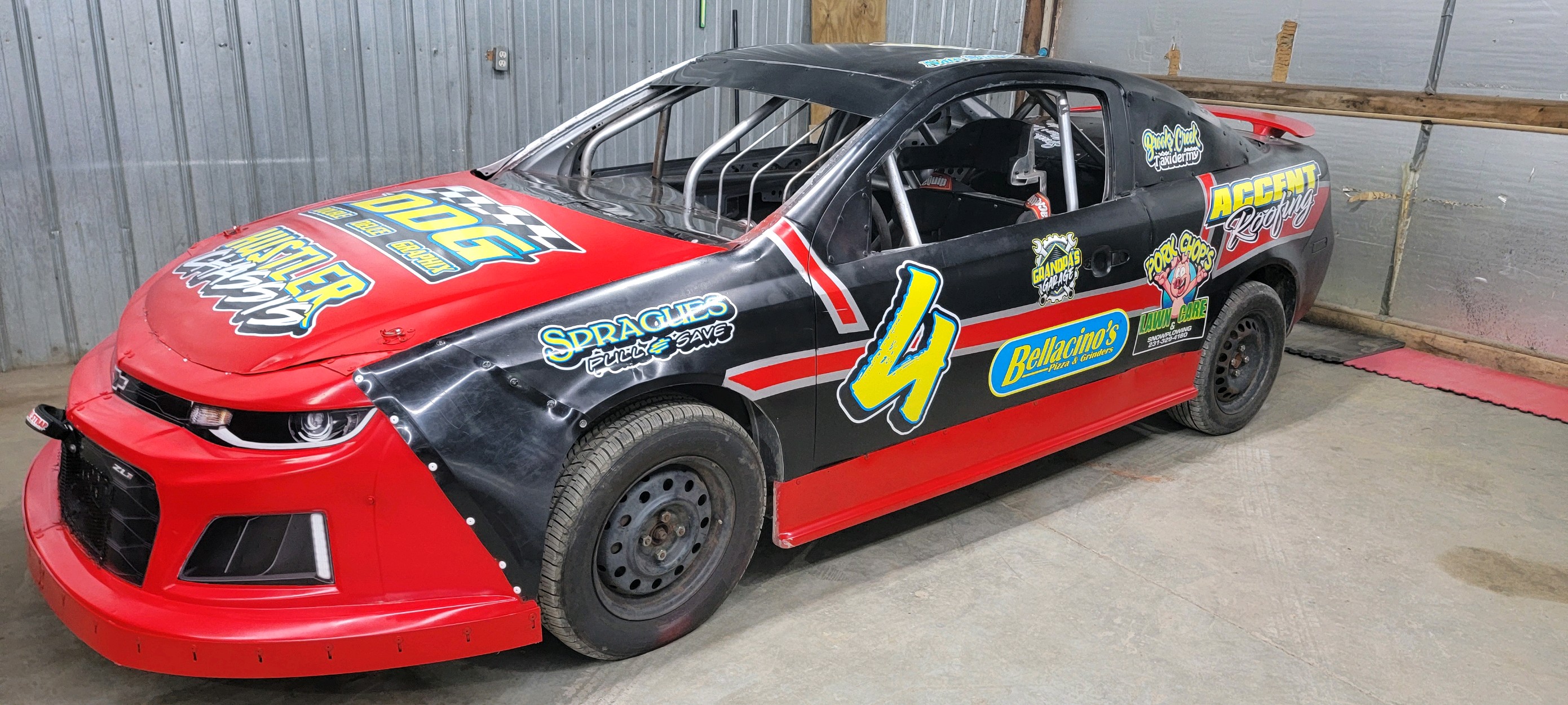 Race car full vinyl wrap with sponsor graphics